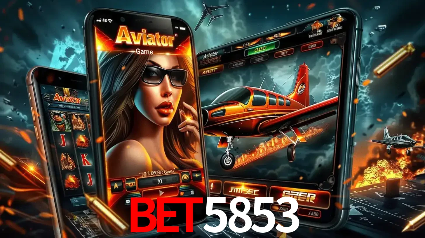 O popular jogo de apostas Aviator exibido em vários celulares e tablets, mostrando a interface emocionante e a ação de voo disponíveis para jogar agora no bet5853.