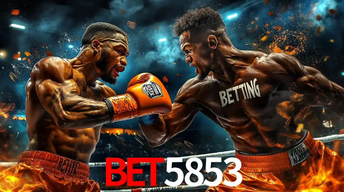 Dois boxeadores em uma luta intensa e explosiva, representando a adrenalina e as oportunidades de apostas em esportes de combate disponíveis na plataforma bet5853.