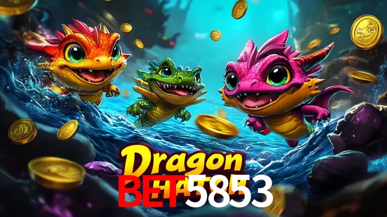 Arte promocional do jogo Dragon Hatch com três adoráveis dragões bebês nadando entre moedas de ouro, um dos slots mais divertidos para jogar no cassino bet5853.
